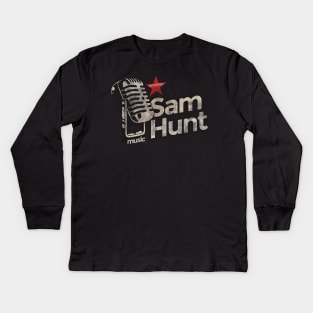 Sam Hunt - Vintage Microphone Kids Long Sleeve T-Shirt